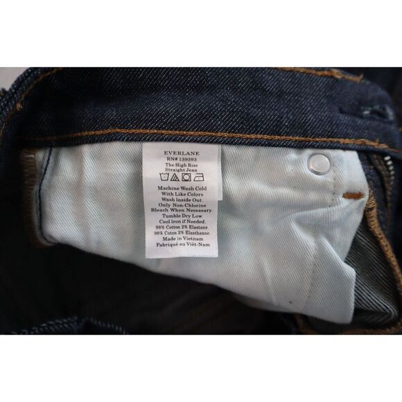 Everlane WW-ILS-4450 Women's Sz 23 Deep Blue The High Rise Straight Jeans - Picture 4 of 8